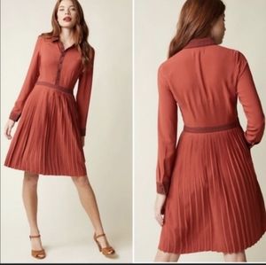 Modcloth Pleated Mid Length Dress Burnt Orange Size XL